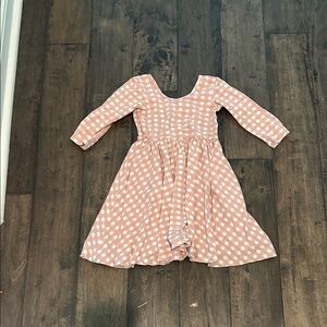 Alice and Ames Girls Pink Check Long-Sleeve Dress